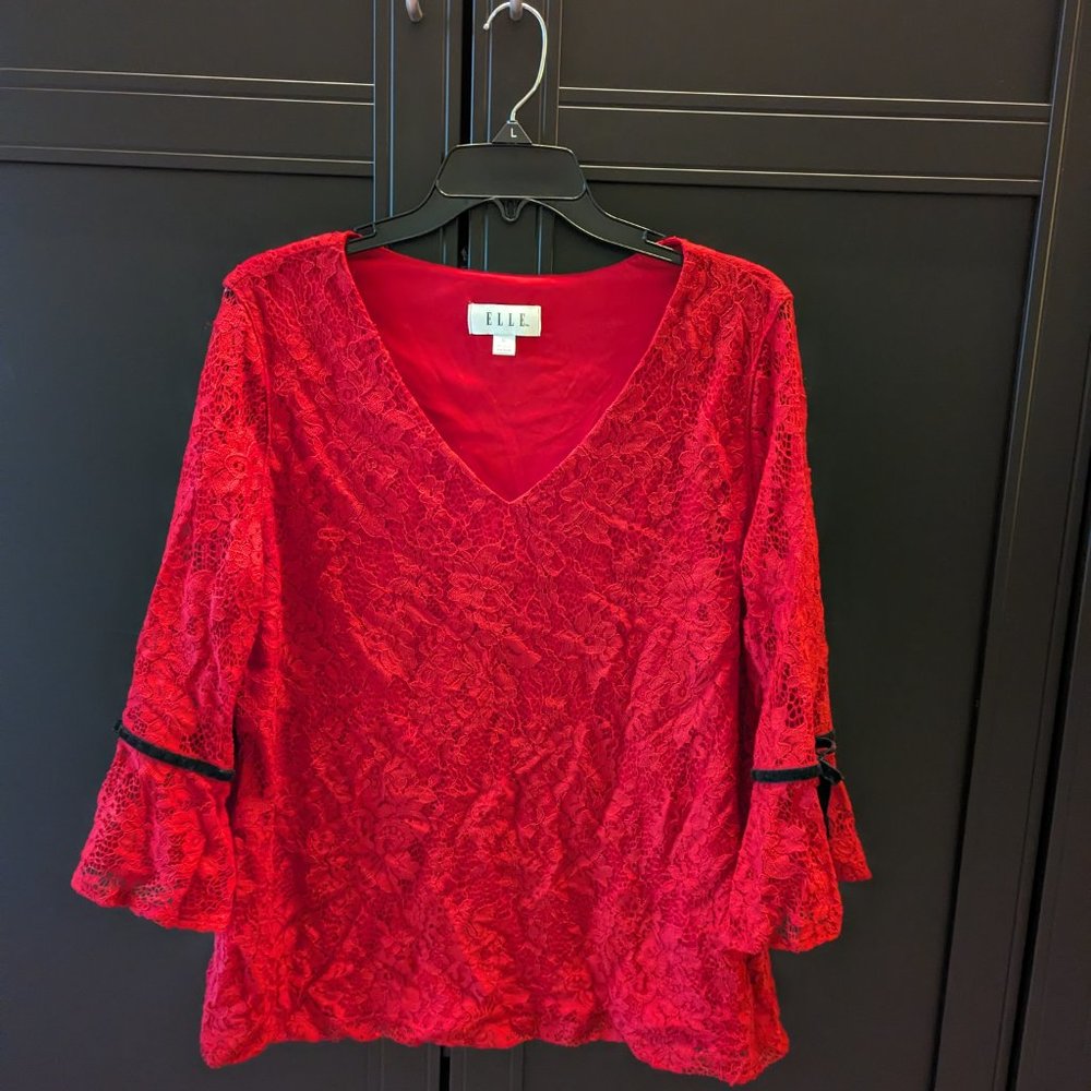 Red and Black Lace Tunic